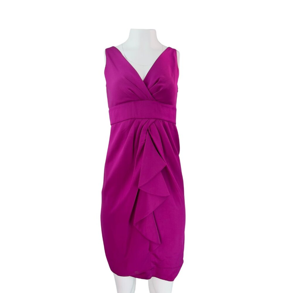 Fuchsia Satin Dress with Ruffle